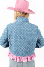 Load image into Gallery viewer, The Slim Shortie Quilted Double Ruffle Jacket - Medium